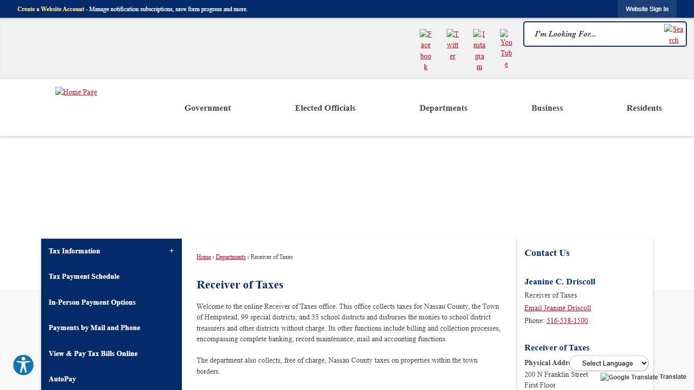 Receiver of Taxes | Hempstead Town, NY